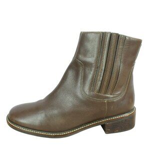 LL Bean Brown Leather Pull-On Round Toe Casual Chelsea Ankle Boots Size 7 M
